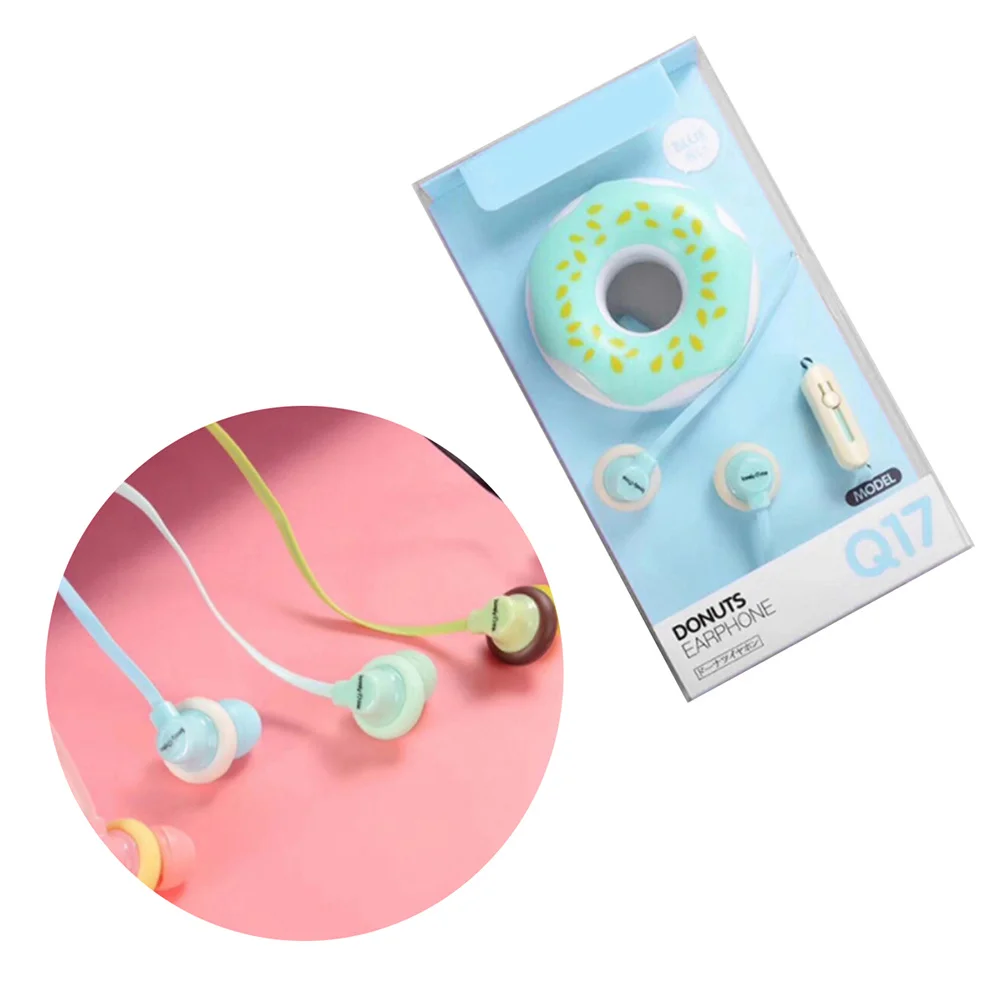 

2pcs Donut Earbuds Heavy Bass Stereo In-Ear Headphones Tangle-Free Flat Cable With Microphone Control For Music Long Wear