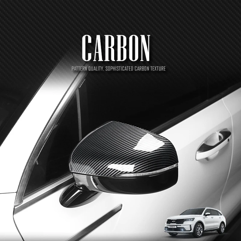 

For Kia Sorento MQ4 2021-2025 Carbon Fiber ABS Rearview Mirror Shell Rear View Mirror Cap Side Cover LHD/RHD