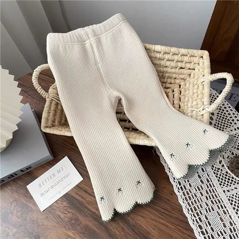 Fleece-gefütterte Mädchen-Herbst-Winter-Schlaghose Weiche Dehnbare Freizeithose Kinder Atmungsaktive Bequeme Lange Hose Kinder Casual – Detail 11