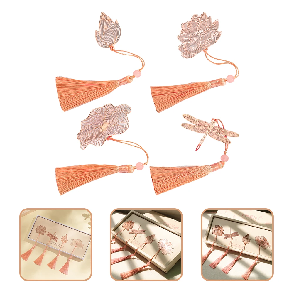 

4 Pcs Bookmarks Book Mark Safe Decorative Reading Gifts Chinese Style Vintage Bookmark Set