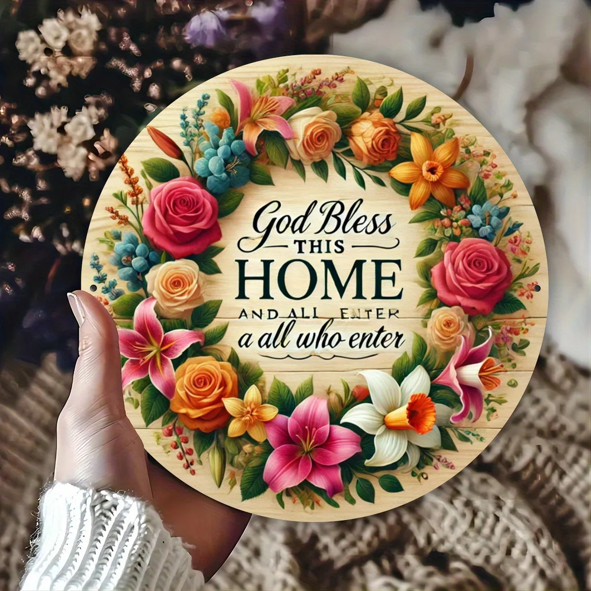 God Bless This Home“ 20,32 x 20,32 cm rundes Metallschild – Vintage-inspirierte Wanddekoration für Zuhause, Bar, Café, Club, perfekt für Zimmer D