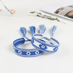 Evil Eyes Woven Bracelets Stackable Wrap Fabric Bracelets