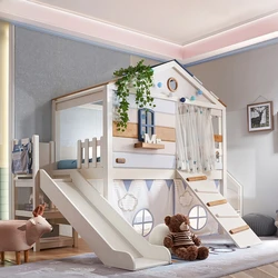 Letto per bambini princess wind all-solid wood protezione ambientale slide on and off the bed boy room ladder tree house