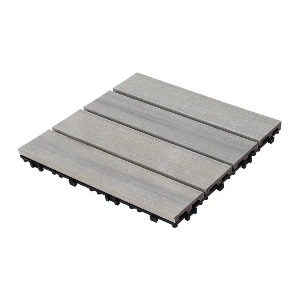 Patio Floor Tiles Pack of 22  WPC Wood-Plastic Composite Patio Deck Tiles DIY Interlocking Decking Tiles, Quick Deck Floor Tile