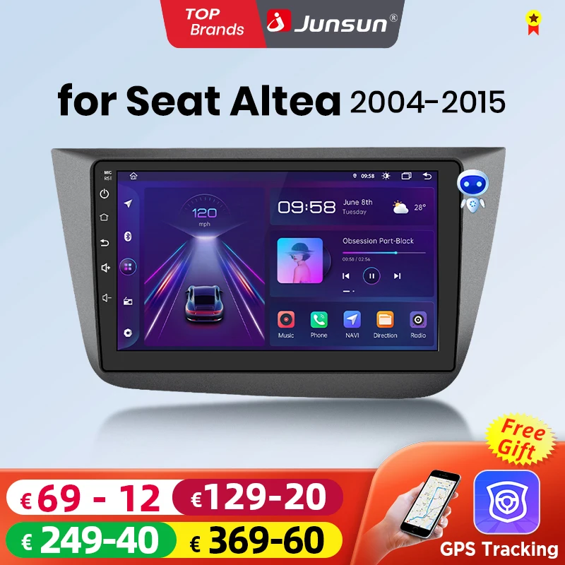 Junsun Wireless CarPlay Android Auto Car Radio For Seat Altea 2004 2005-2015 Toledo 3 GPS Multimedia 2 din Systems Stereo