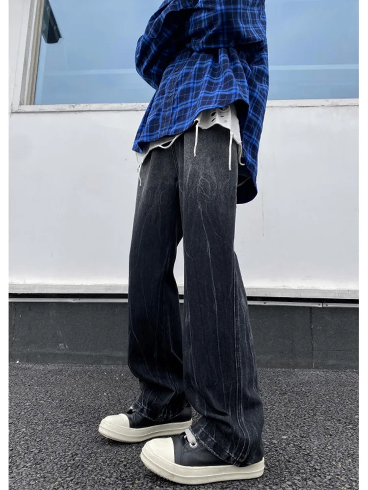 

Extended Length Men's High Waist Hiphop Jeans Trendy Brand Loose Straight Leg Long Pants Youthful Sle Spring Autumn Wear