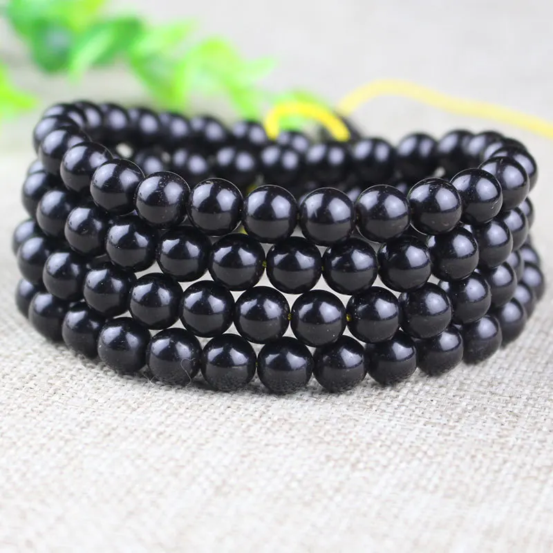 Factory Wholesale Indonesia Primary Color Old Materials Black Gold Beads Bracelet108Necklace Beads round Beads Ornament