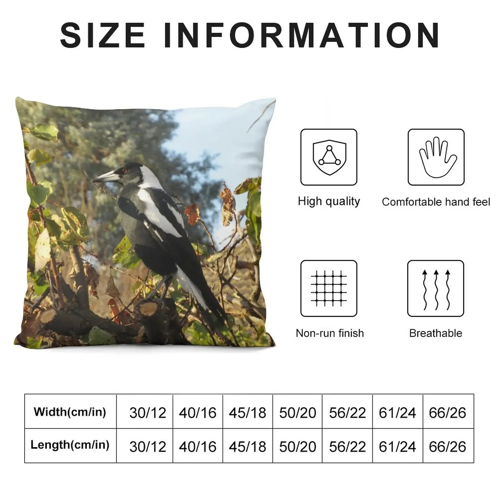 Australian Magpie - Male Throw Pillow Pillow Cover Pillow Case