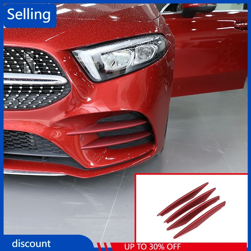 

For Mercedes Benz A Class W177 2019 Car Accessories Red Car Front Lamp Decoration Strip Trim 4 Pcs fast ship