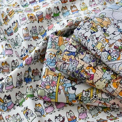 Cotton Fabric Handmade DIY Clothing Clothes Baby Children Printed Cartoon Cat by Half Meter