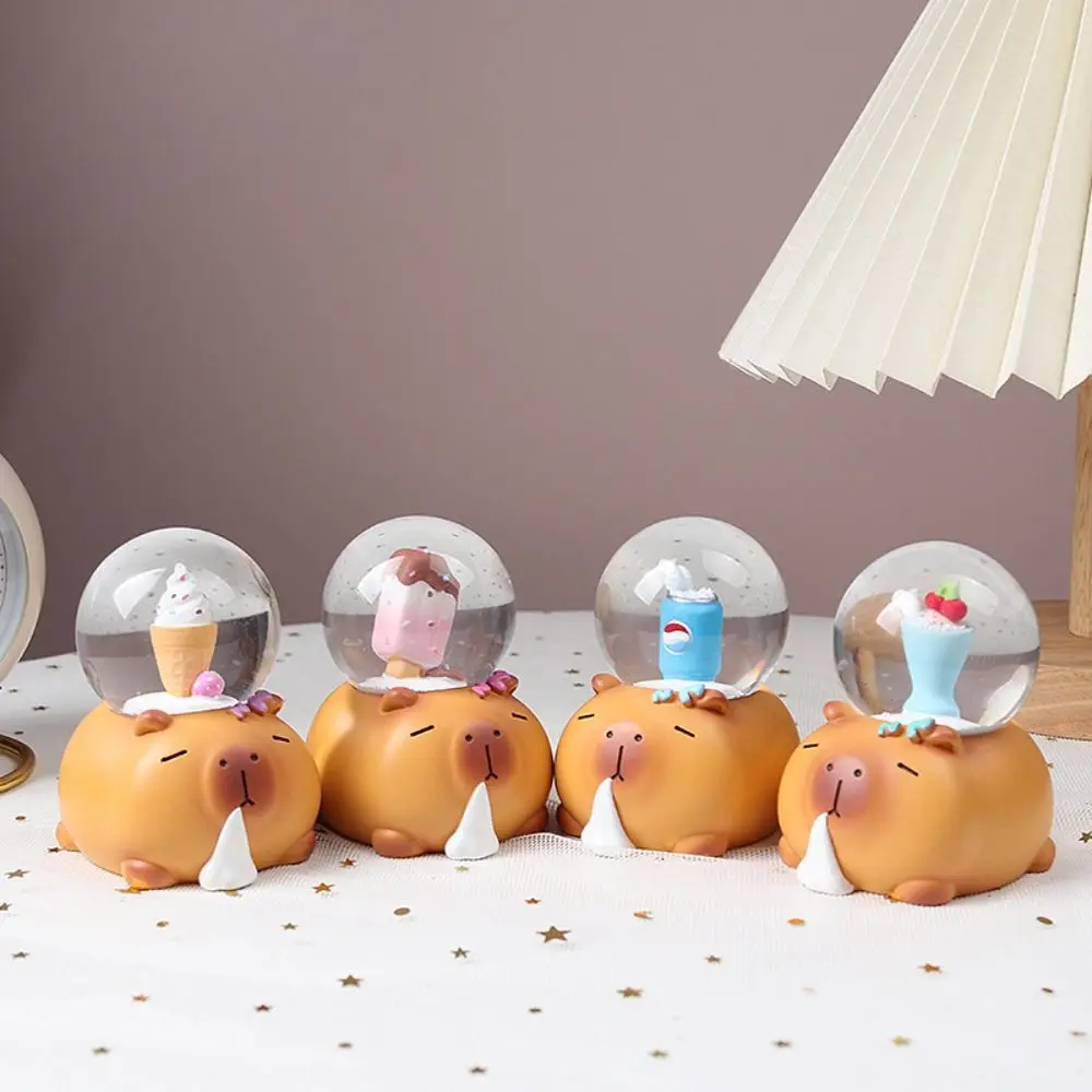 New Resin Capybara Crystal Ball Cartoon Luminous Small Ornaments Doll Decorations Cute Birthday Gift Bedroom Decoration