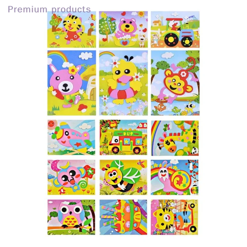 10/20Pcs 3D 입체 붙여 넣기 그림 DIY 만화 동물 퍼즐 어린이를위한 멀티 패턴 스타일 장난감 3D EVA 폼 스티커 선물