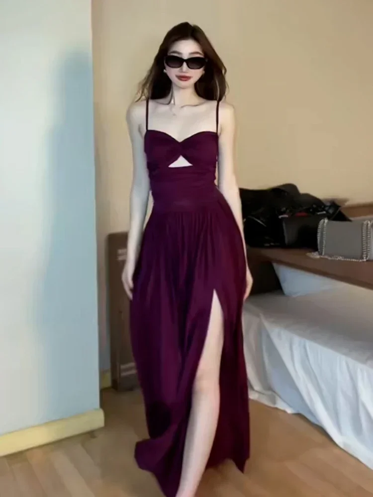 

Royal sister style sexy hollow dress women's summer 2024 new high-end exquisite seaside vacation temperament long skirt