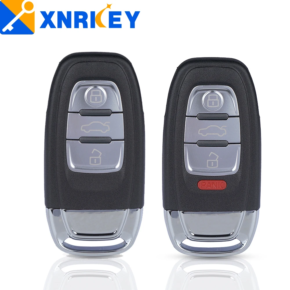 

XNRKEY 3/4 Button Replacement Smart Remote Car Key Shell Cover Case Fob for Audi A4L A6L Q5 A3 A4 A5 A6 754C/754G with Key Blade