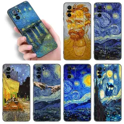 Starry Night Art Van Gogh Black Silicone Phone Case For Xiaomi POCO X3 X4 NFC F4 GT F5 F6 M3 M4 M6 X5 X6 Pro 5G M5 C55 C65