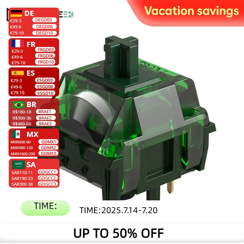 

Akko x MonsGeek Green Fog Switches 5 Pins 60gf Heavy Linear Switch Factory Lubed Compatible with MX Mechanical Keyboard (45 pcs)