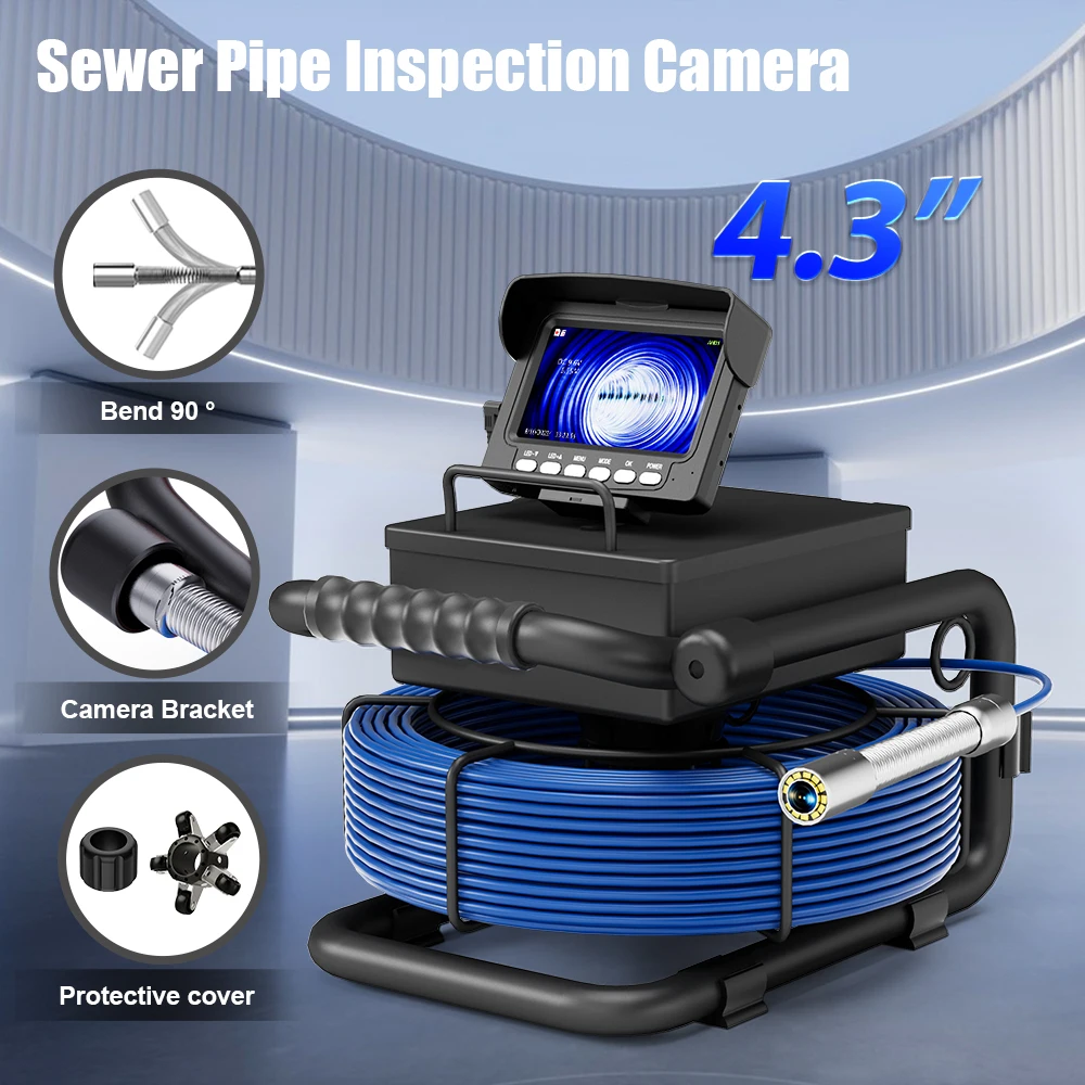

23MM Compact 4.3 Inch Pipe Inspection Camera with HD 1000TVL DVR Recording16GB,GAMWATER Drain Scanner Kit with 20/30/50M Cable
