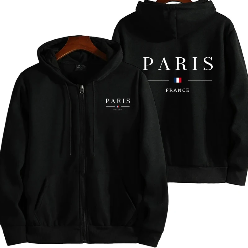 Paris Printing Men's Hoodie Outerwear Hot Sales Loose Zipper Tops Sports jogging Cost Casual Fashion Mens Sweatshirt Clothing