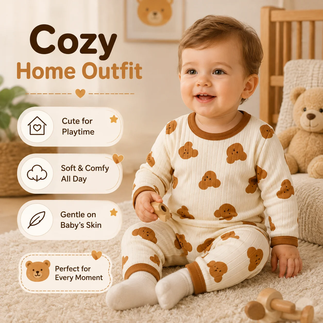 Baby Boy pajamas Children Loungewear Long Sleeve Pajamas Cute Deisgn Lightweight and Comfortable Fabric Sleepwear Outfit - view 2