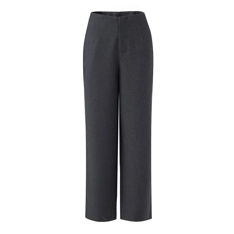 

Deep Grey High Waist Wide Leg Suit Pants Women's Casual Versatile Drape Loose Comfortable Straight Cut Trousers