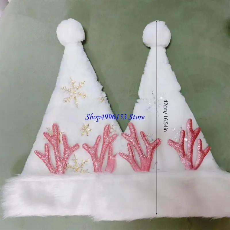 Q0KE 面白いクリスマスパーティーハット ぬいぐるみサンタコスチューム 鹿の角付き 子供用 女性用
