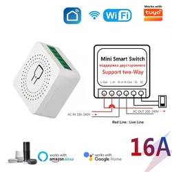 16A WiFi Smart Switch Module 2-way Control Mini Switch Breaker Smart Life Work With Alexa Google Alice