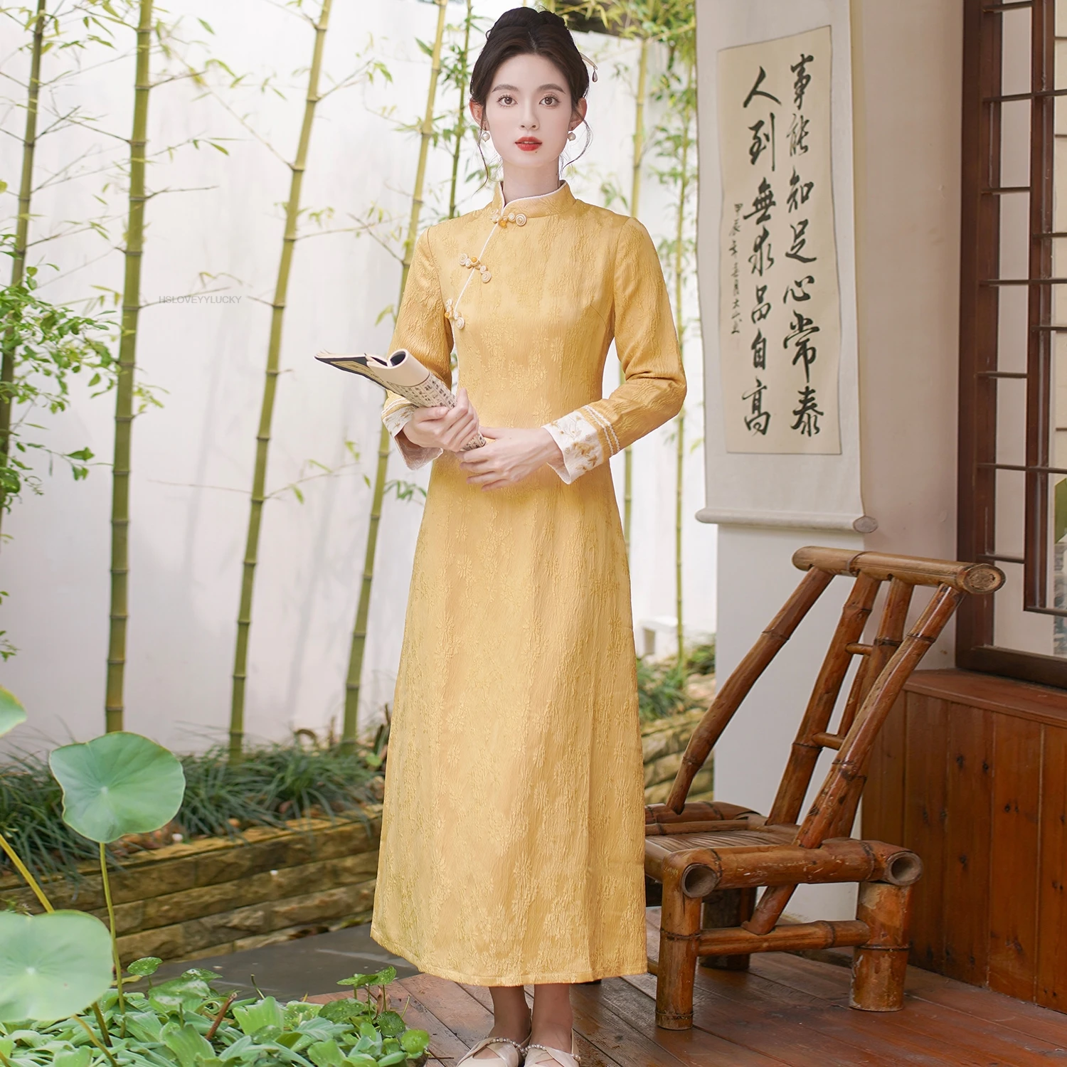 Vietnam Traditional Dress Improved Qipao National Flower Print Vietnam Ao Dai Dress Oriental Banquet Tea Art Qipao Dress