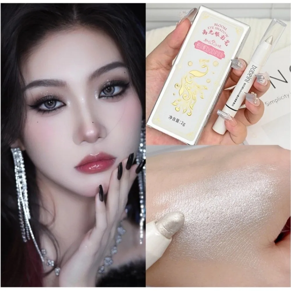 Rotulador iluminador, barra de sombra de ojos mate brillante perla, tono blanco/dorado, resistente al agua, lápiz para sombra de ojos, escenario y Festival de Música