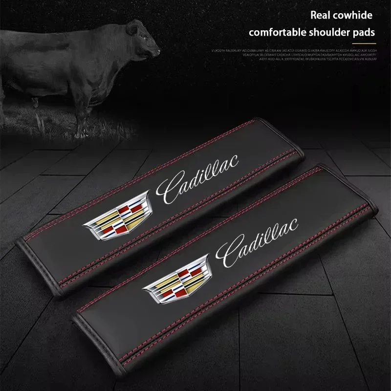 2PCS Printed Logo Car Safety Belt Pads Shoulder Cover for Cadillac Escalade CTS CT5 XT5 XTS XLR BLS SLS STS ATS XT4 CT4