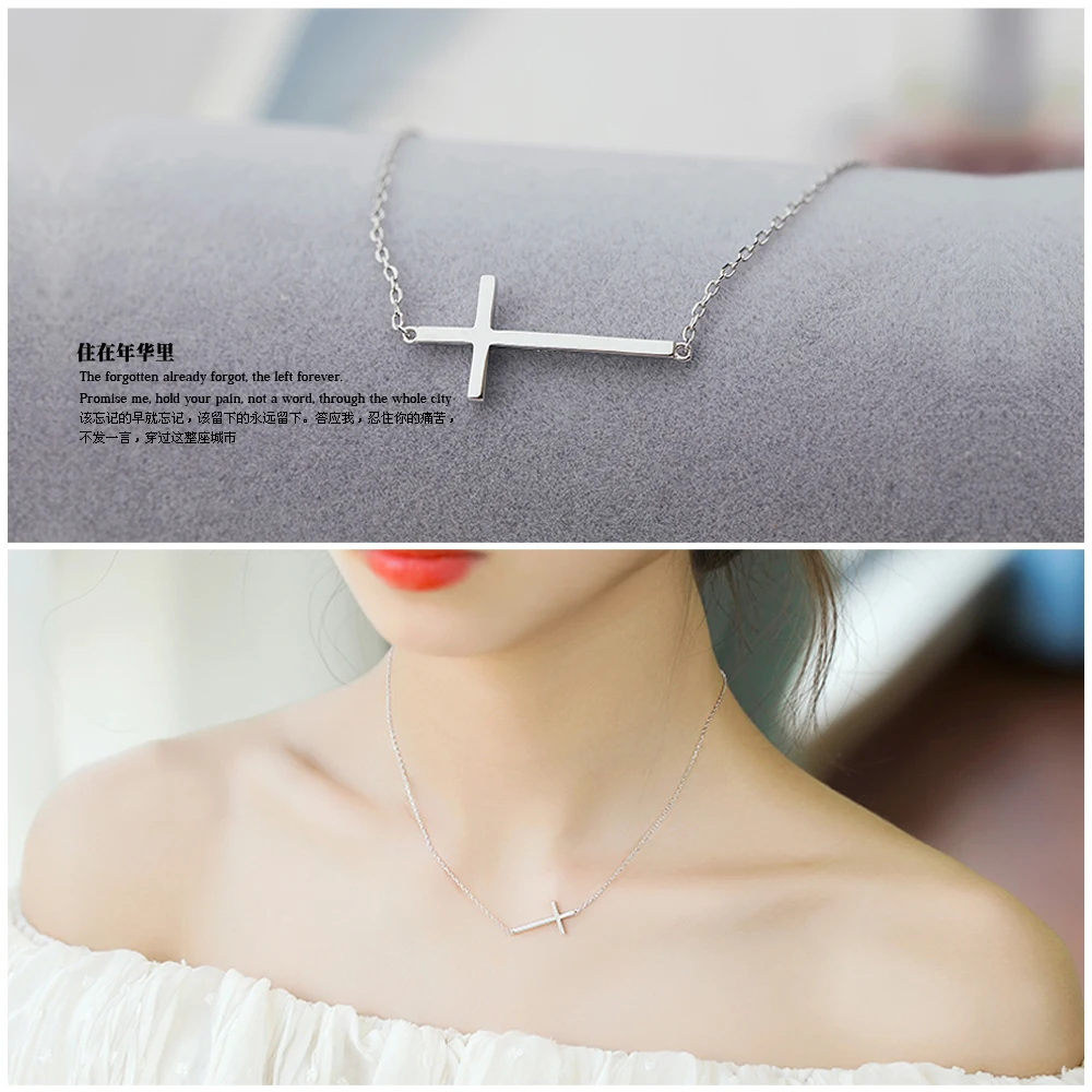 

Short Clavicle Cross Necklace Women's 925 Silver Delicate Cross Charm Zircon Comfort Fit for Daily/Parties Fashion Jewelry