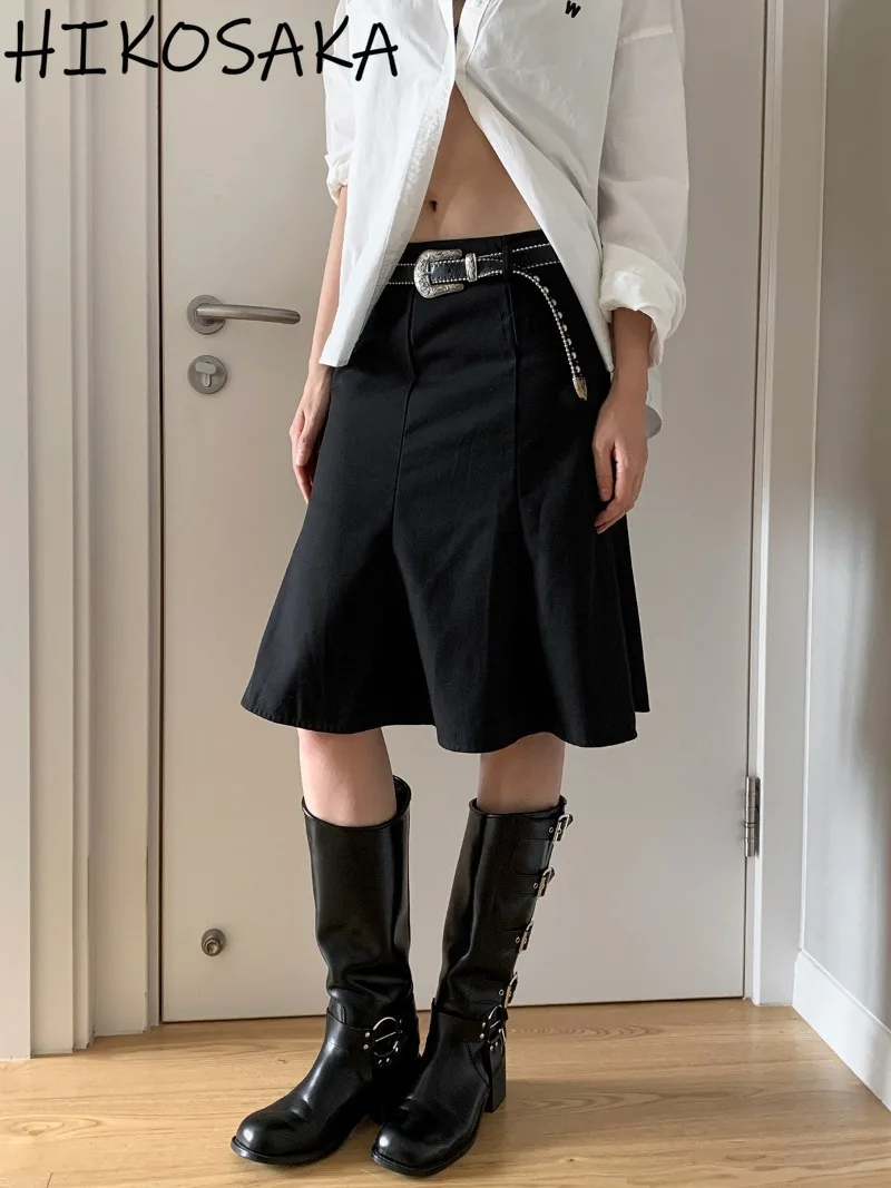 Korean Casual Solid Fishtail Skirts Women High Waist Package Hip Boot-cut Skirt 2024 Autumn New Solid All-match Faldas Mujer