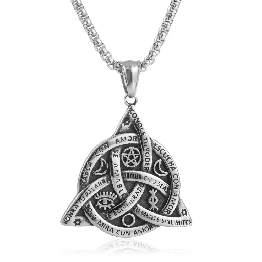 Nordic mythology ethnic style Celtic Trinity knot totem necklace men's trendy lucky jewelry