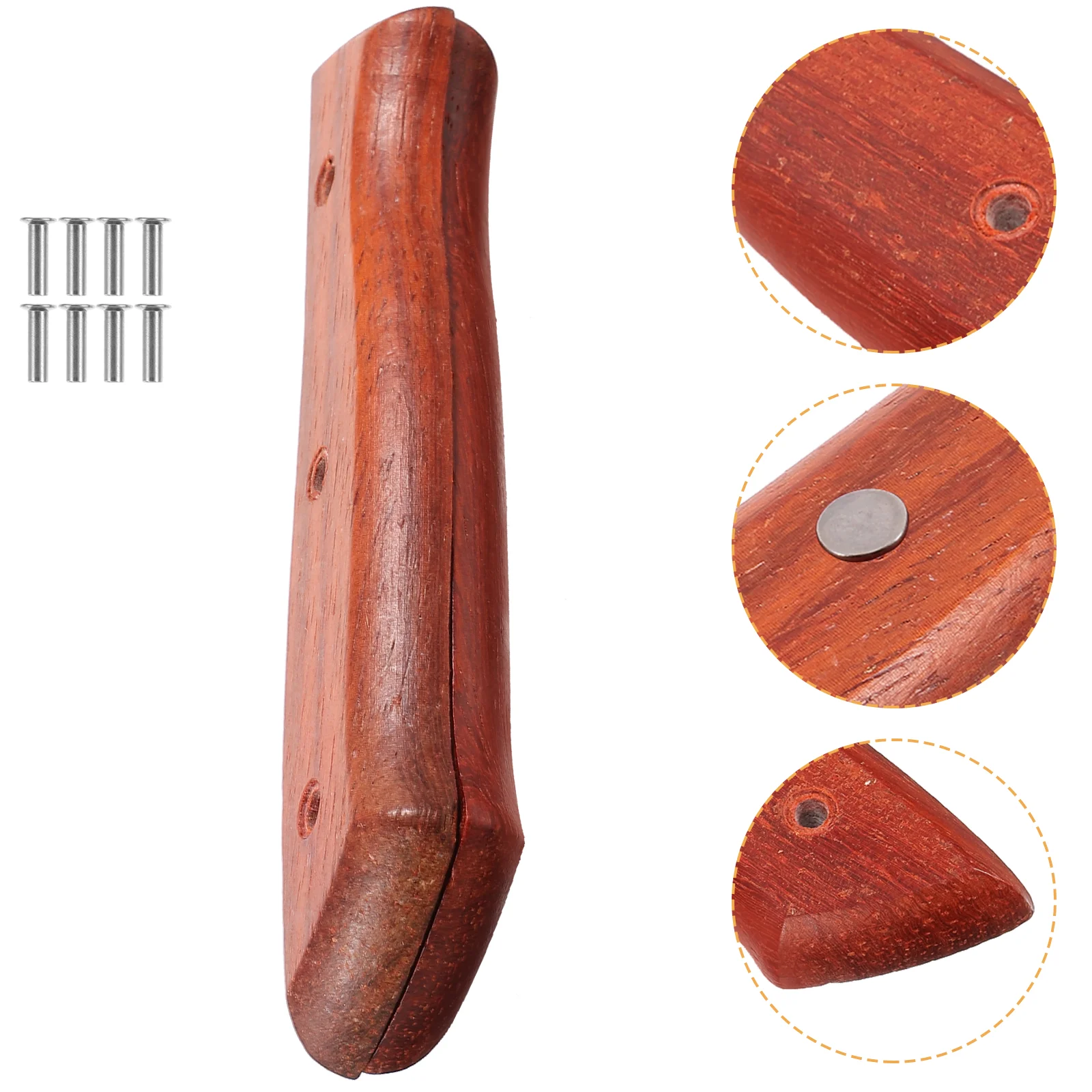 

Knife Handle Kitchen Accessories (Type 1 Holed Red Pear Wood) Chefs Wooden Putty Non-slip for