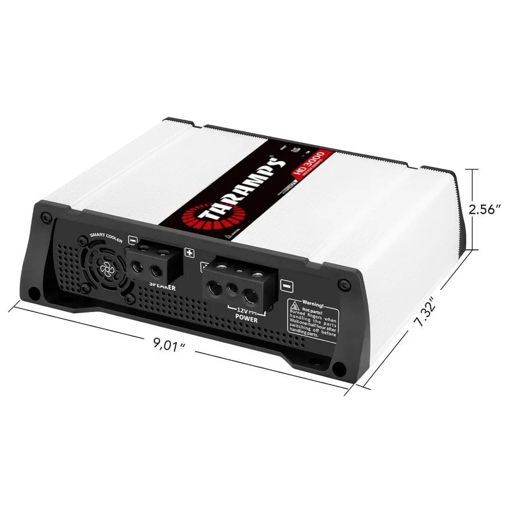 HD 3000 1 Ohm 1 Channel 3000 Watts RMS MAX, Full Range Car Audio, Monoblock, LED Monitor Indicator, Class D Amplifier, Crossover