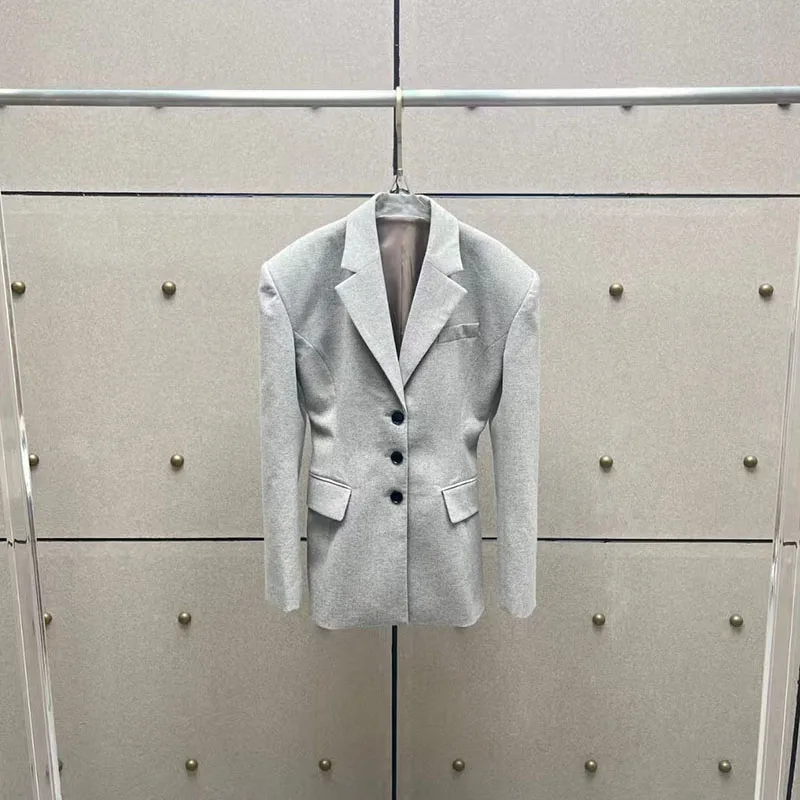 Women's Wool Blazer, Single-Breasted Fitted Jacket Top, Premium High-Waisted Shorts Set, Fall, New Arrival, 2025,y2k
