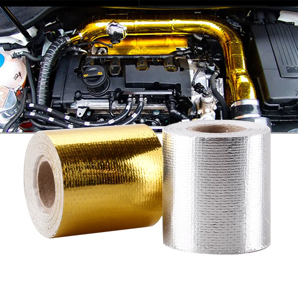 Exhaust Wrap Titanium - Gold Silver Aluminum Foil Exhaust Wrap