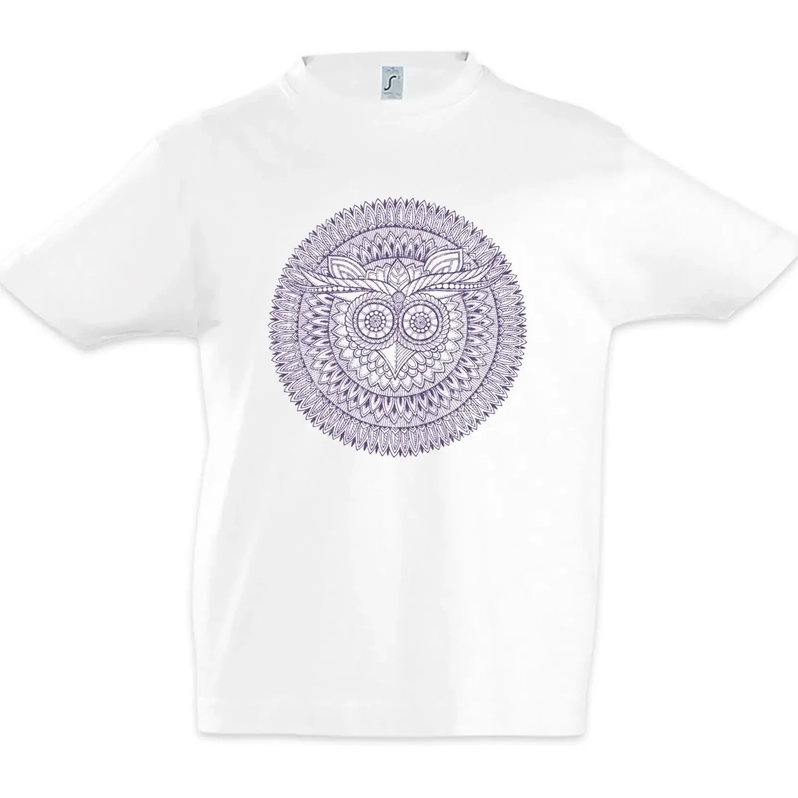 Owl Circle Kinder Jungen T Shirt Yantra Hinduismus Buddhismus Hindu Eule Kreis vintage Washed Comfortable Soft Breathable