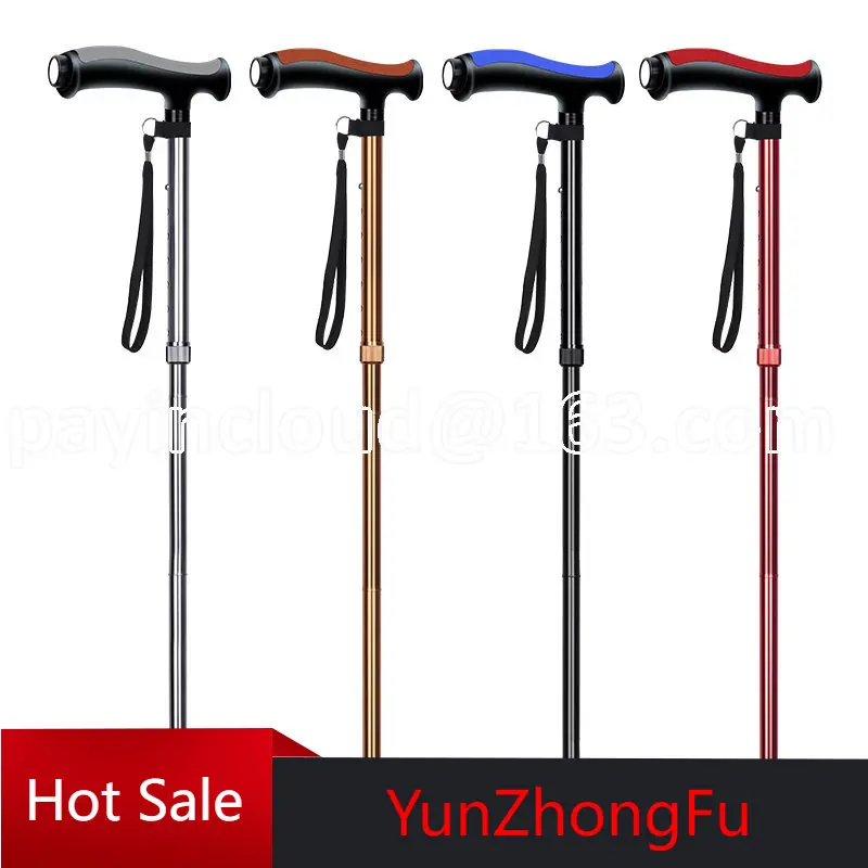 Walking Stick for the Elderly Lightweight Non-Slip Elderly Cane with Four Feet Collapsible with Lights Walking Stick Hiking