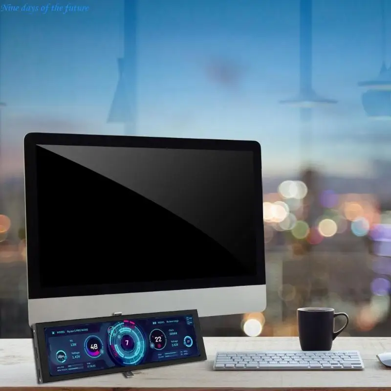 8.8Inch IPS LCD 1920x480 Computer Monitor Chassis Sub-Screen Aluminum Case Real Time Data Tracking E65A