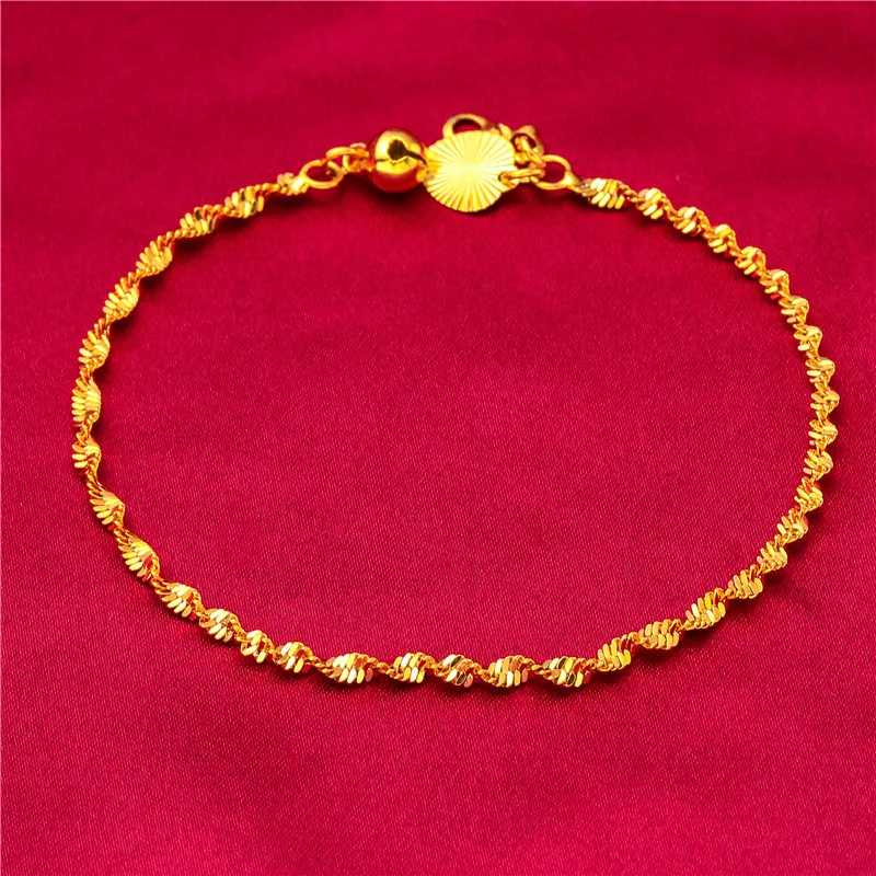 2023 New Long Lasting Color Thick Gold Plated Chopin Twist Charms Bracelet Women\'s Hand Chain Link Original Fashion Jewelry