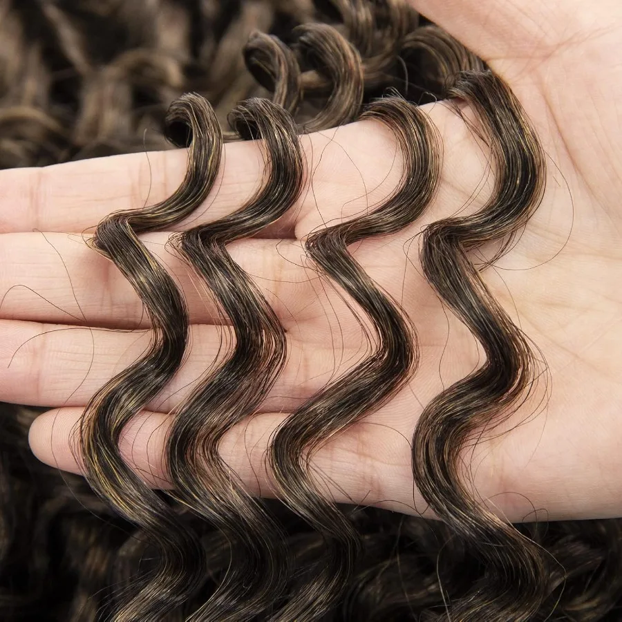 8 عبوات شعر كروشيه مجعد GoGo حليقة للنساء موجة عميقة تجديل الشعر الاصطناعية البوهيمي جديلة شعر مموج مائي تمديد