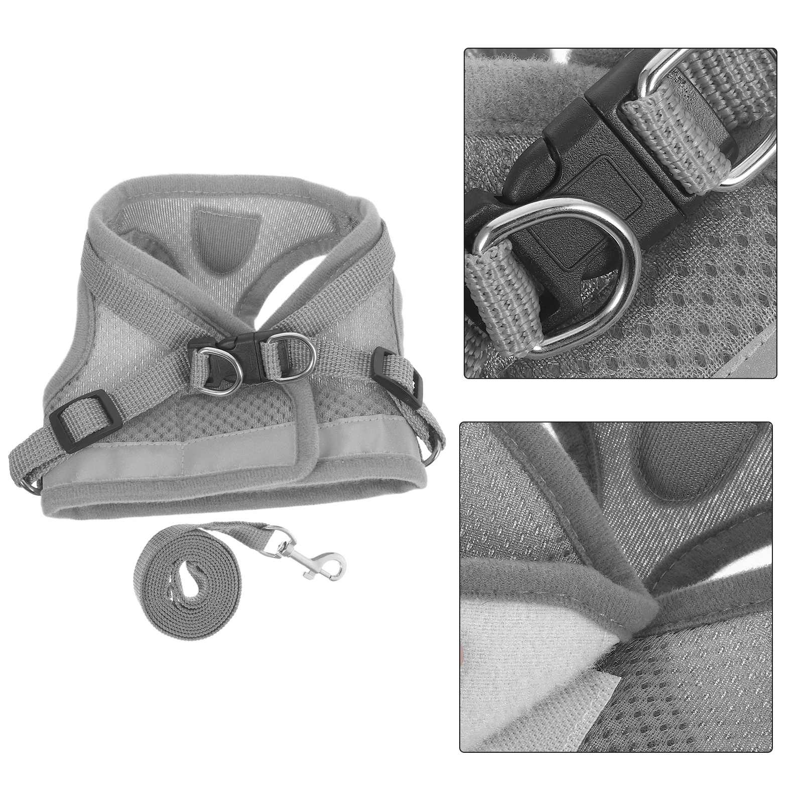 

1Set Cat Dog Escape Proof Adjustable Harness Reflective Mesh Vest Leash Lightweight Small Pet Walking Training