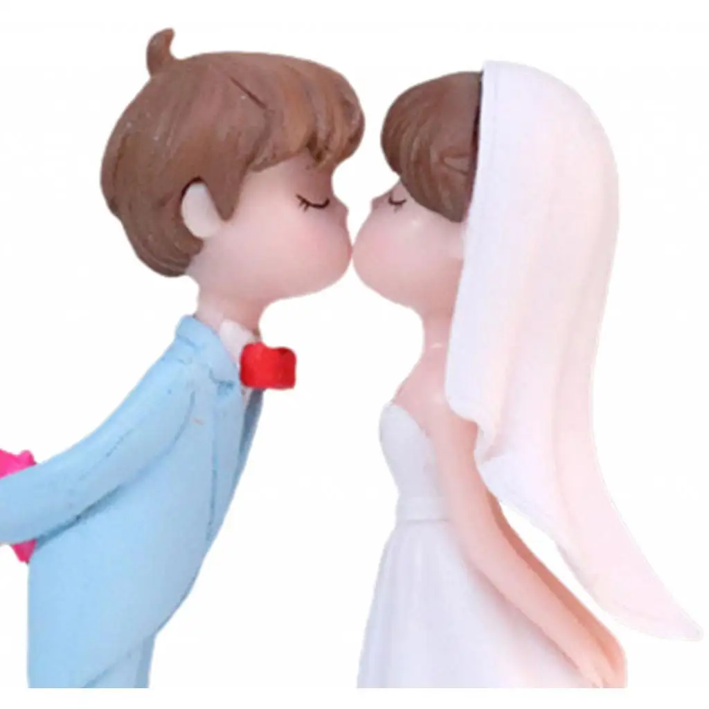 Wedding Cake Toppers Accessories Simulation Bride and Groom Figurines for Miniature Scene Wedding Anniversary Art Projects