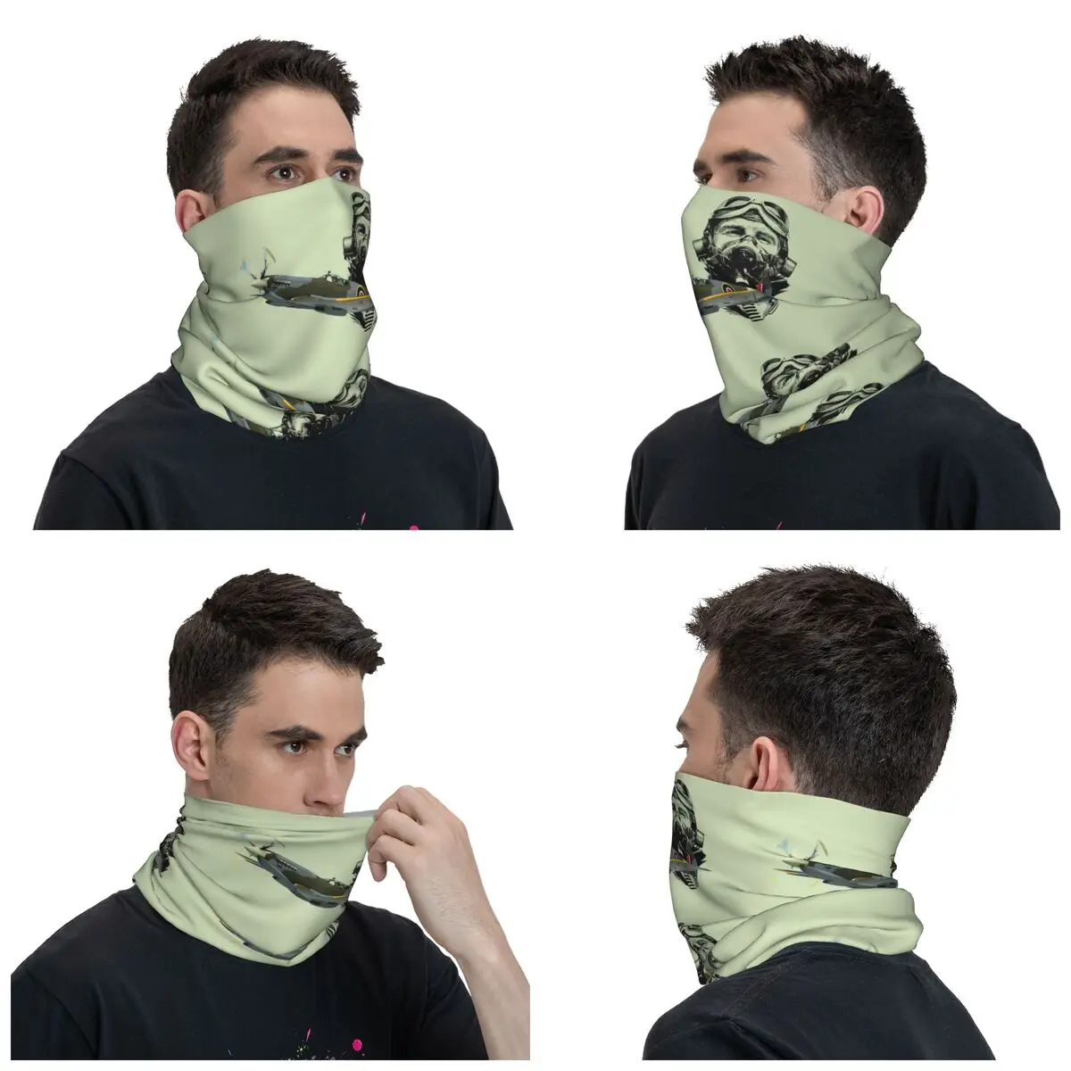 Pilot Spitfire Bandana Neck Gaiter for Hiking Hunting Men Women Wrap Scarf Air Fighter Army Helmet Balaclava Warmer