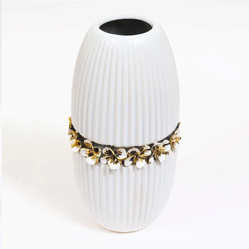 Export European light luxury ceramic electroplating vase home decoration living room entrance ornament