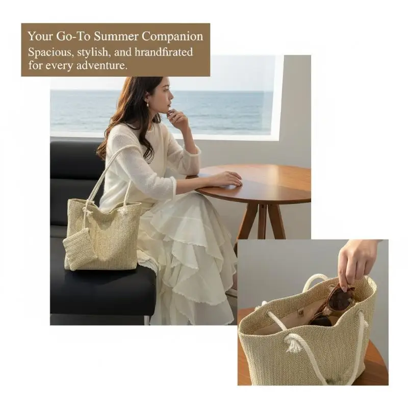 Personalized Leisure Commuter Tote Bag Summer Fashion Simple Shoulder Bag Trend Large Capacity Handbag
