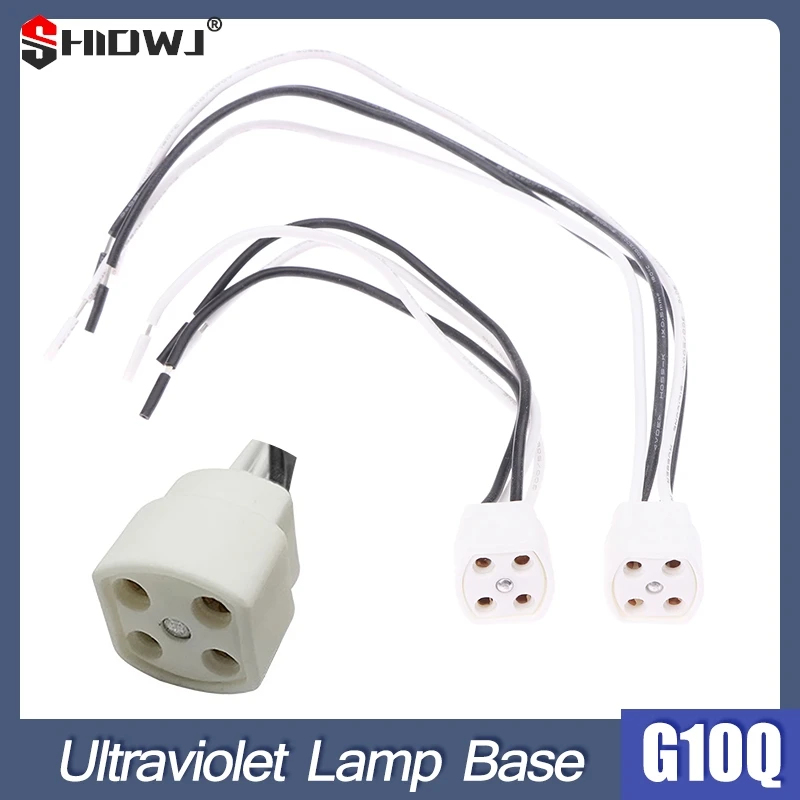 G10Q Lamp Holder With 15/25cm Long Cable Ring Lamp Plug 4pins Lamp Base Insulating Tube Ultraviolet Light Base