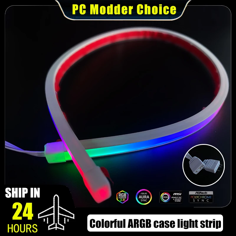 Computer Case Cabinet Decoration LED Strip 40cm, 5V ARGB SYNC M/B. Divine Soft Bendable Atmosphere Light Bar 400mm, 1 Pce Pack