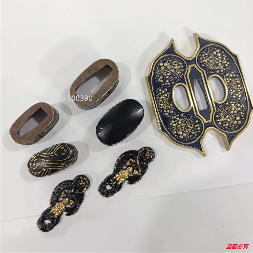 Set High Quality Copper Brass Carved Tsuba Menuki Fuchi Kashira Koiguchi Koijiri F Japanese Tachi Sword Katana Accessories