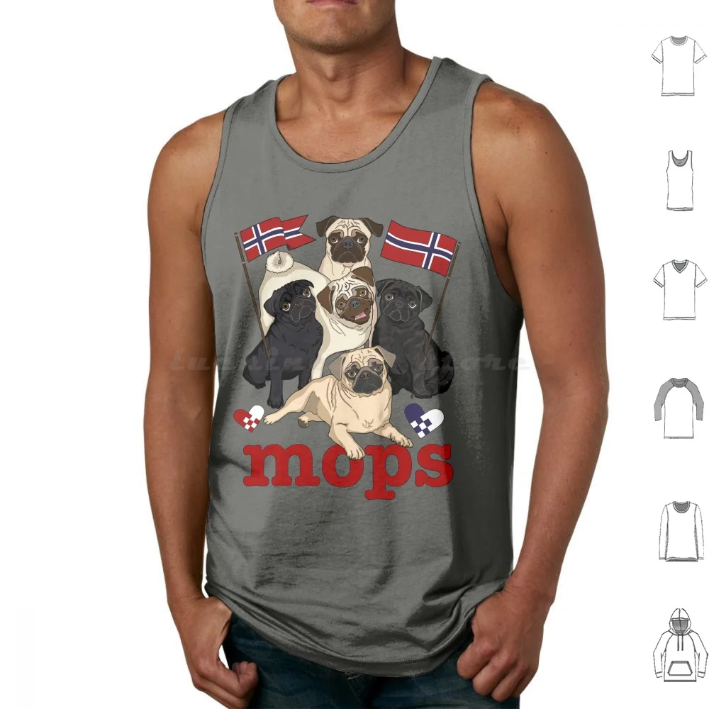 Mops! ( Norwegian Version! ) Tank Tops Vest Sleeveless Pug Pugs Pug Grumble Mops Hund Fivepugs Norsk Jana Montgomery Pug Lover